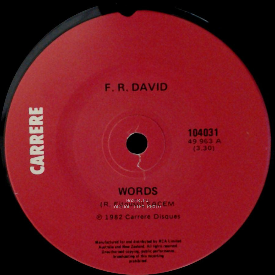 F. R. David - Words / When The Sun Goes Down side A