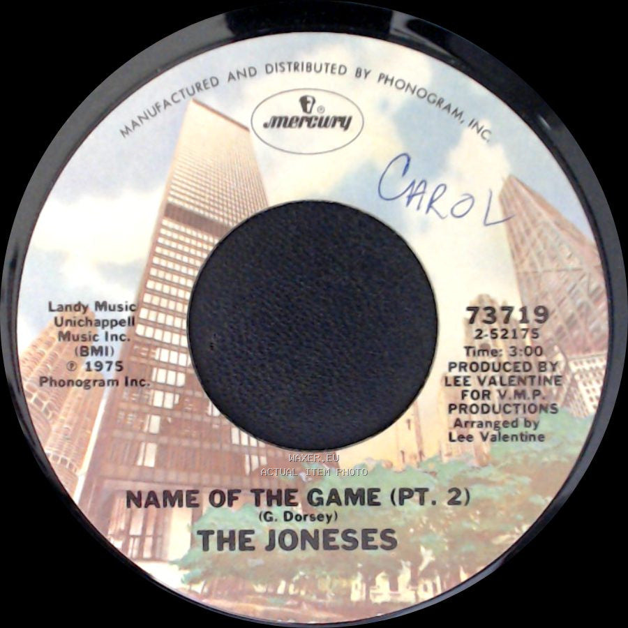 The Joneses - Name Of The Game (Pt. 1) / Name Of The Game (Pt. 2) side B