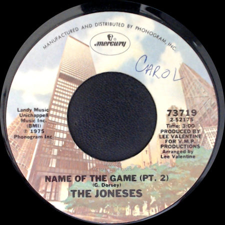 The Joneses - Name Of The Game (Pt. 1) / Name Of The Game (Pt. 2) side B