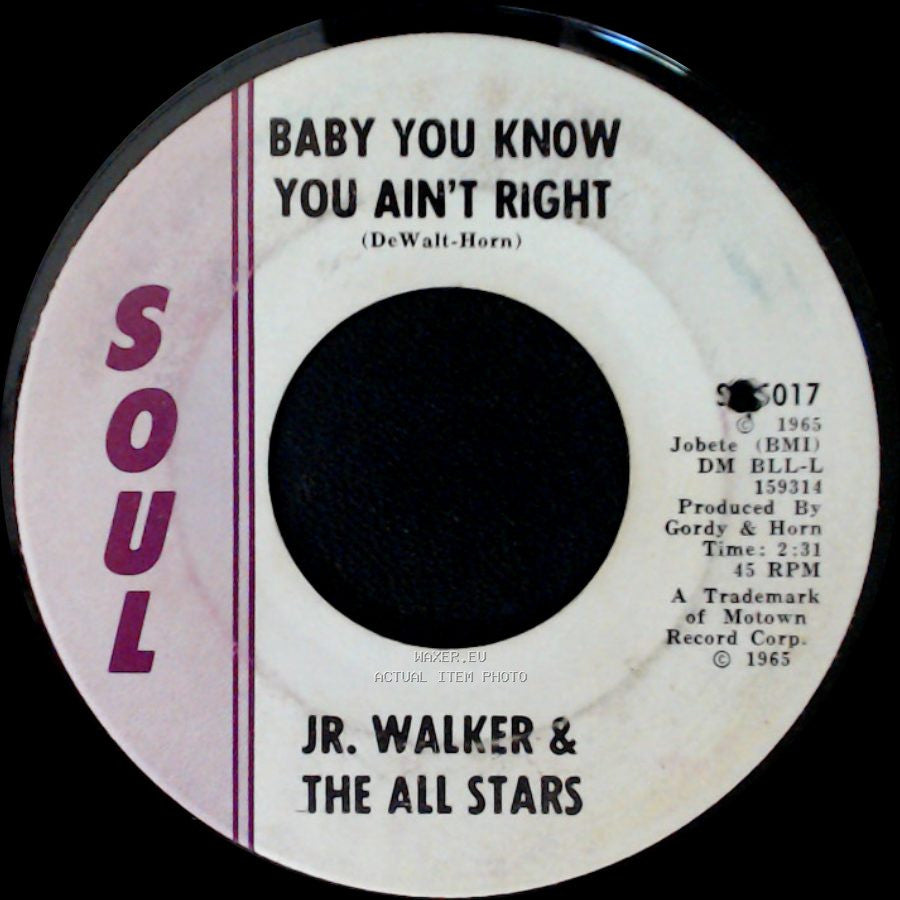 Jr. Walker & The All Stars - Cleo's Mood / Baby You Know You Ain't Right side B