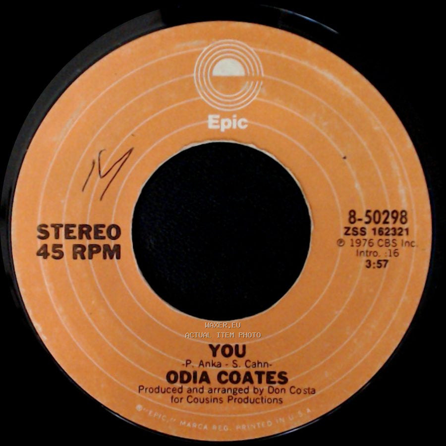 Odia Coates / Odia Coates And Paul Anka - You / Make It Up To Me In Love side A