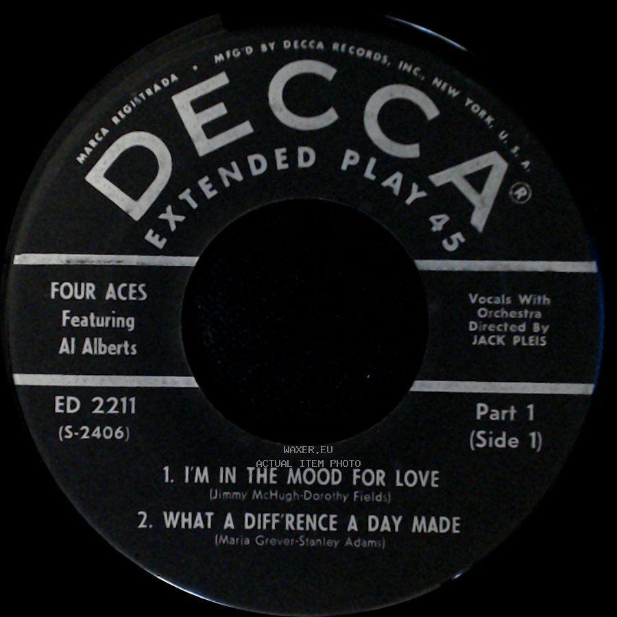 Four Aces Featuring Al Alberts - 1. Stars Fell On Alabama / 2. Pennies From Heaven / I'm In The Mood For Love / What A Difference A Day Made side B