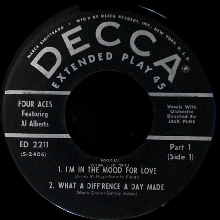 Four Aces Featuring Al Alberts - 1. Stars Fell On Alabama / 2. Pennies From Heaven / I'm In The Mood For Love / What A Difference A Day Made side B