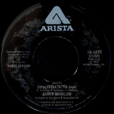 Barry Manilow - Copacabana (At The Copa) / Copacabana (At The Copa) side B