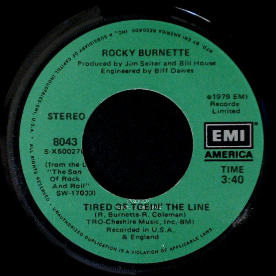 Rocky Burnette - Tired Of Toein' The Line / Boogie Down In Mobile, Alabama side A