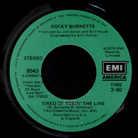 Rocky Burnette - Tired Of Toein' The Line / Boogie Down In Mobile, Alabama side A