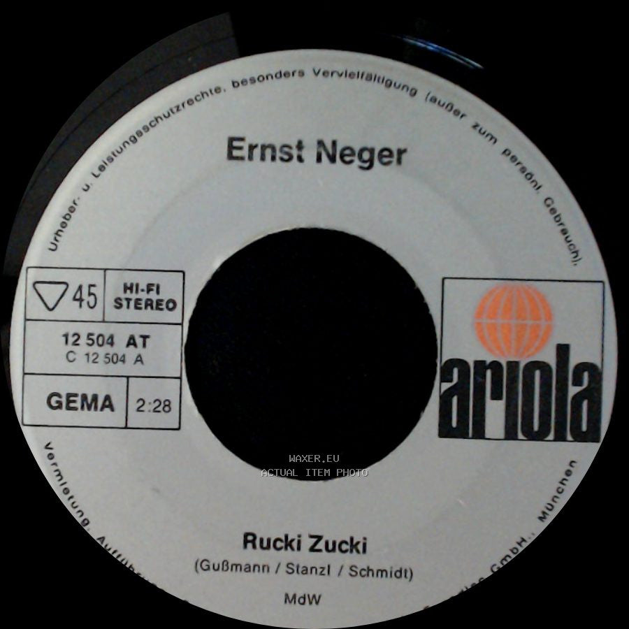 Ernst Neger - Trink E Fläschche' Wein / Rucki Zucki side B