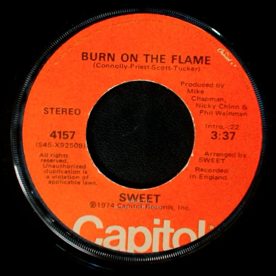 Sweet - Fox On The Run / Burn On The Flame side B