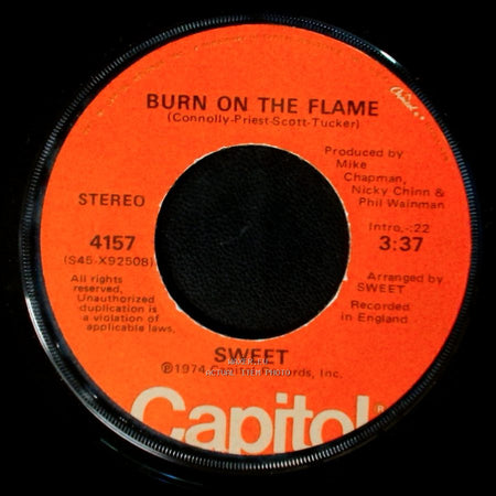 Sweet - Fox On The Run / Burn On The Flame side B