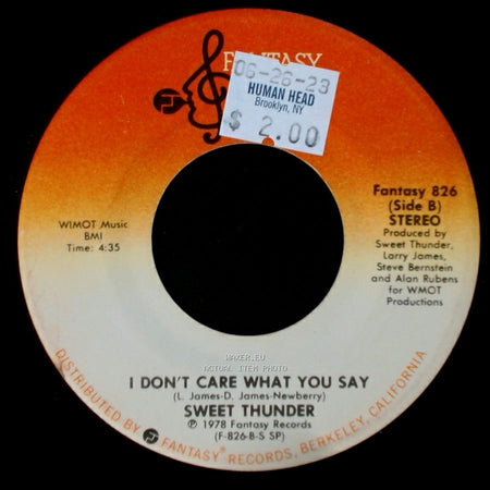 Sweet Thunder - Baby, I Need Your Love Today / I Don't Care What You Say side B