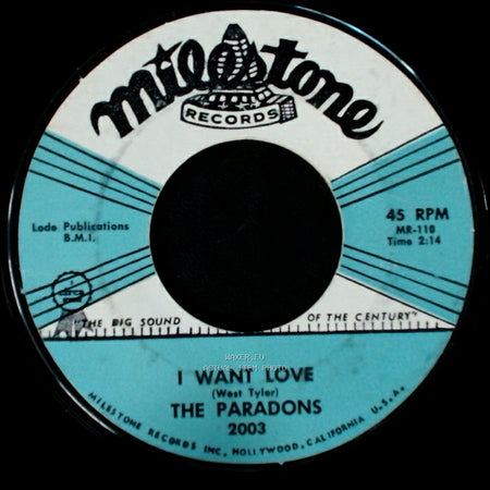 The Paradons - Diamonds And Pearls / I Want Love side B