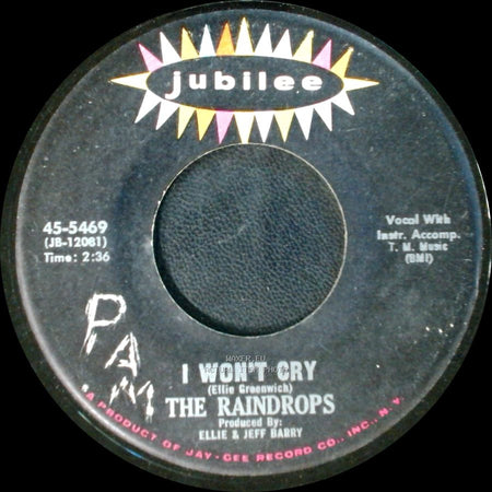 The Raindrops - Book Of Love / I Won't Cry side B