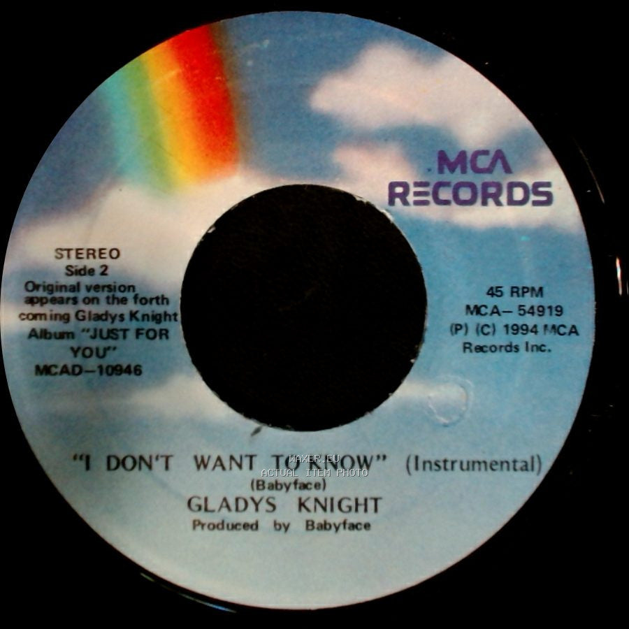 Gladys Knight - I Don't Want To Know / I Don't Want To Know (Instrumental) side B
