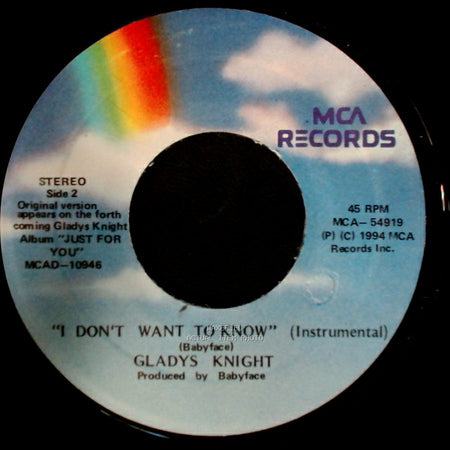 Gladys Knight - I Don't Want To Know / I Don't Want To Know (Instrumental) side B