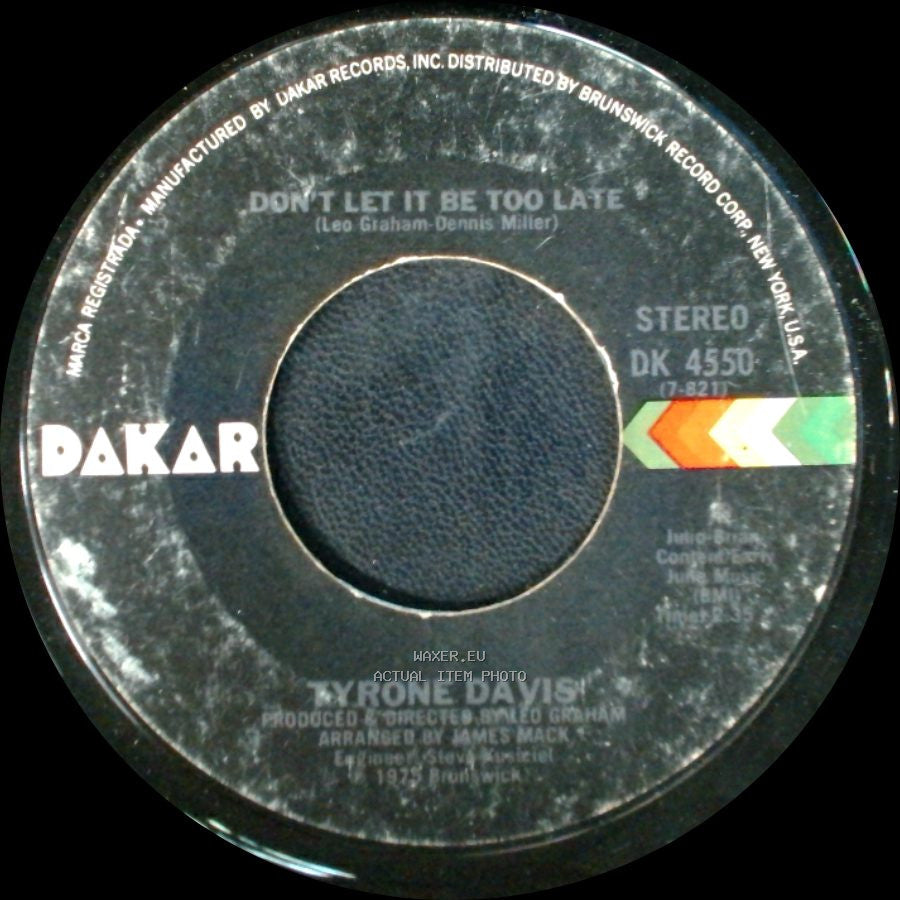 Tyrone Davis - Turning Point / Don't Let It Be Too Late side B