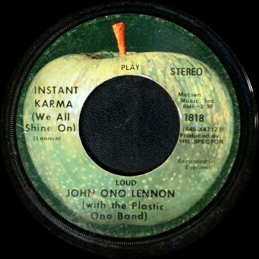 John Ono Lennon (With The Plastic Ono Band) / Yoko Ono Lennon (With The Plastic Ono Band) - Instant Karma (We All Shine On) / Who Has Seen The Wind? side A