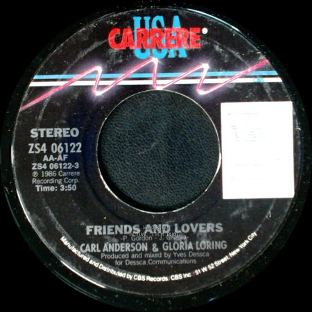 Carl Anderson & Gloria Loring / Gloria Loring - Friends And Lovers / You Always Knew side A
