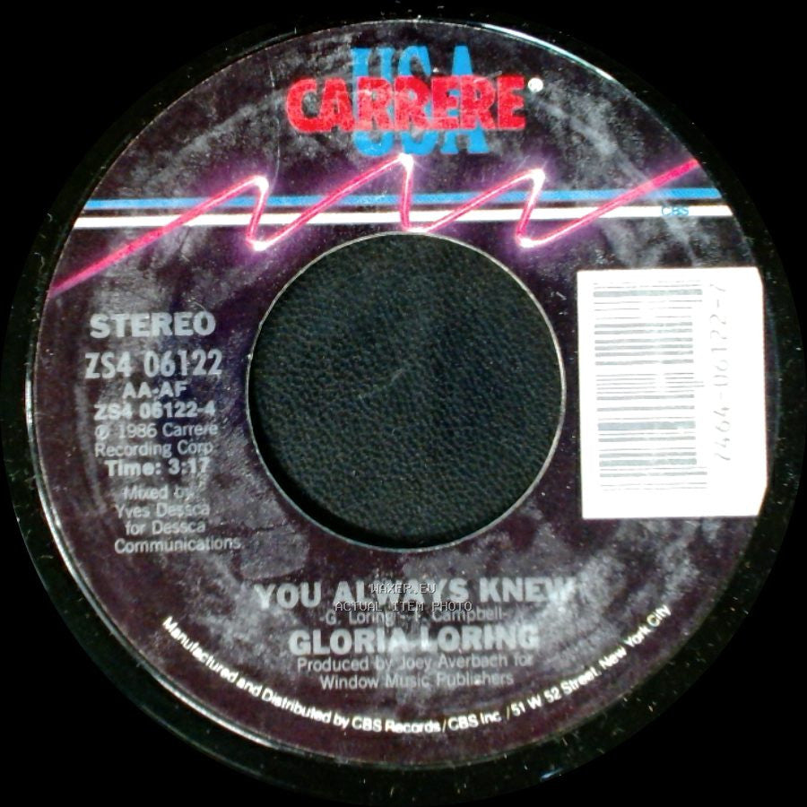 Carl Anderson & Gloria Loring / Gloria Loring - Friends And Lovers / You Always Knew side B