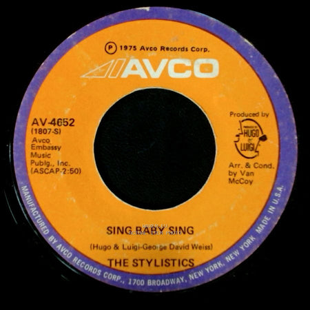 The Stylistics - Sing Baby Sing / Thank You Baby side A