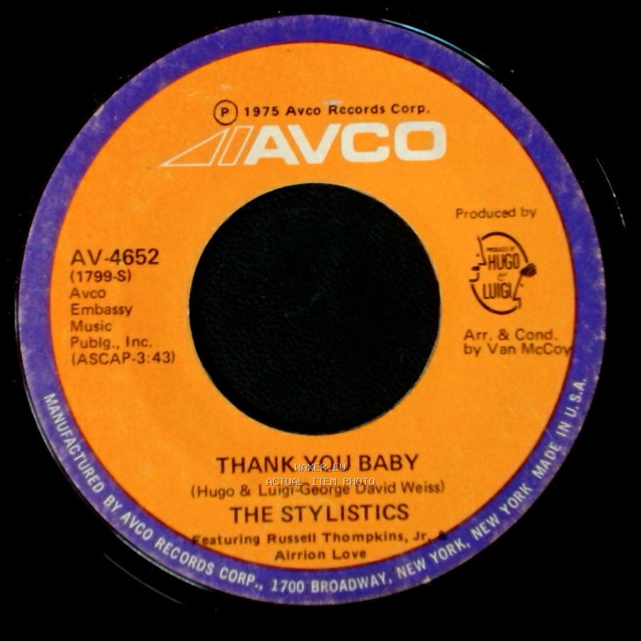 The Stylistics - Sing Baby Sing / Thank You Baby side B
