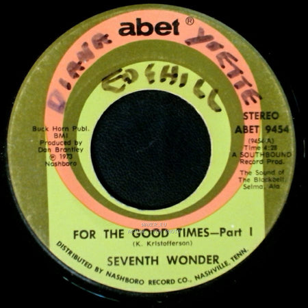 Seventh Wonder - For The Good Times - Part Ii / For The Good Times - Part I side B
