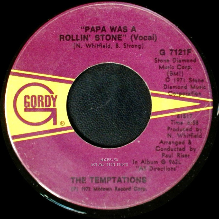 The Temptations - "Papa Was A Rollin' Stone" (Instrumental) / Papa Was A Rollin' Stone side B