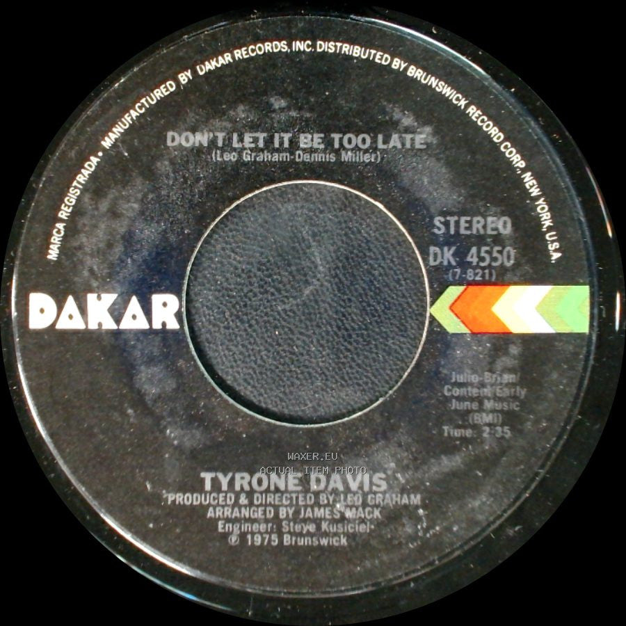 Tyrone Davis - Turning Point / Don't Let It Be Too Late side B