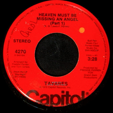 Tavares - Heaven Must Be Missing An Angel (Part 2) / Heaven Must Be Missing An Angel (Part 1) side B