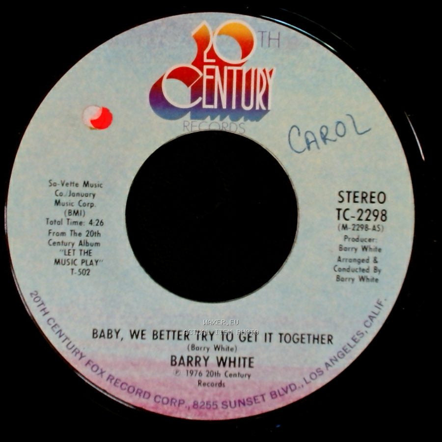 Barry White - If You Know, Won't You Tell Me / Baby, We Better Try To Get It Together side B
