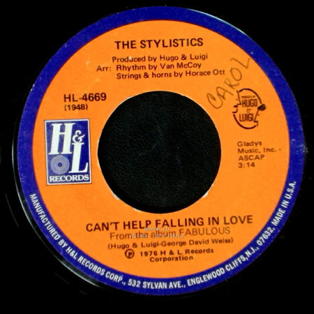 The Stylistics Featuring Russell Thompkins, Jr. & Airrion Love / The Stylistics - Jenny / Can't Help Falling In Love side B