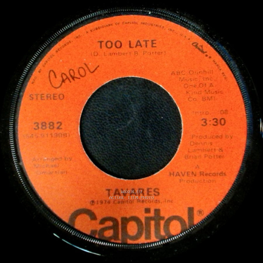 Tavares - Leave It Up To The Lady / Too Late side B