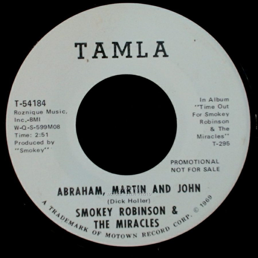 Smokey Robinson & The Miracles - Abraham, Martin And John / Abraham, Martin And John side B