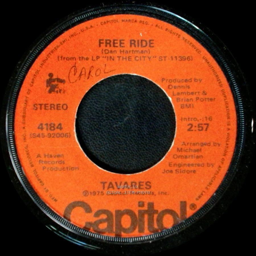 Tavares - Free Ride / In The Eyes Of Love side A