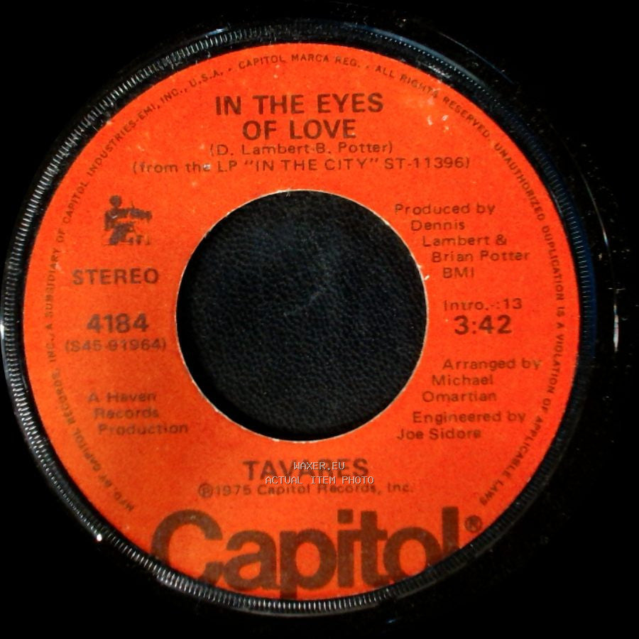 Tavares - Free Ride / In The Eyes Of Love side B