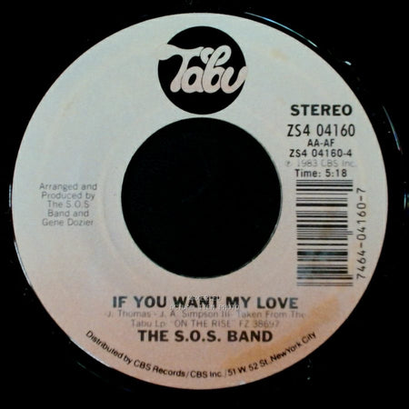 The S.O.S. Band - Tell Me If You Still Care / If You Want My Love side B