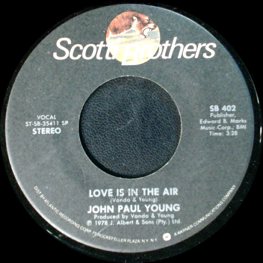 John Paul Young - Where The Action Is / Love Is In The Air side B