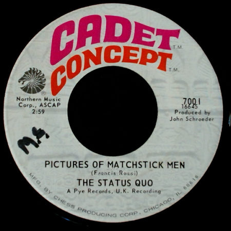 The Status Quo - Gentleman Joe's Sidewalk Cafe / Pictures Of Matchstick Men side B