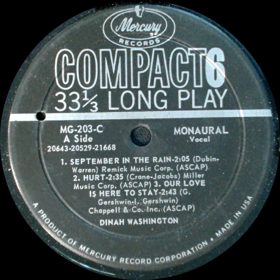 Dinah Washington - Unknown Title A / Unknown Title B side A