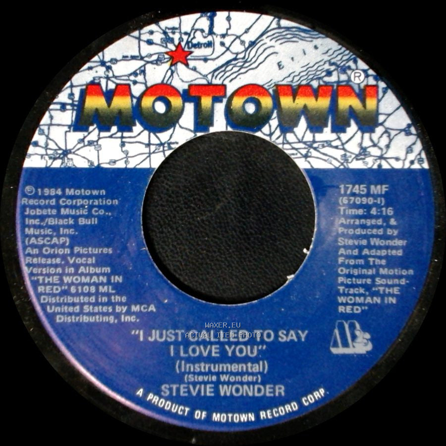 Stevie Wonder - I Just Called To Say I Love You (Instrumental) / I Just Called To Say I Love You side A