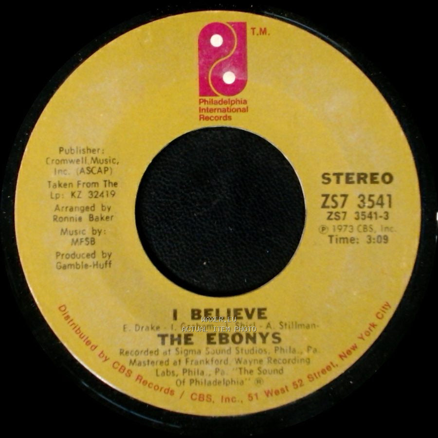 The Ebonys - I Believe / Nation Time side A