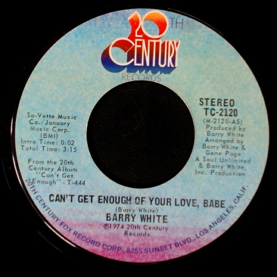 Barry White - Just Not Enough / Can't Get Enough Of Your Love, Babe side B