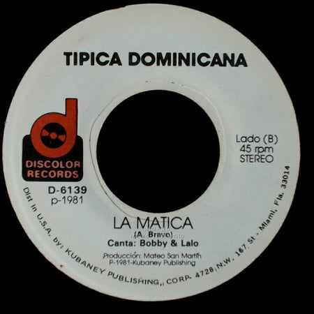 Tipica Dominicana - Cachita / La Matica side B