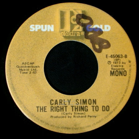 Carly Simon - You're So Vain / The Right Thing To Do side B