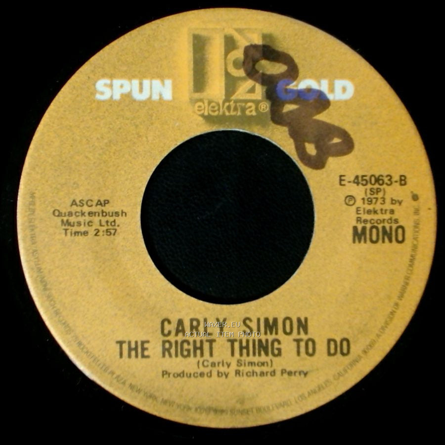 Carly Simon - You're So Vain / The Right Thing To Do side B