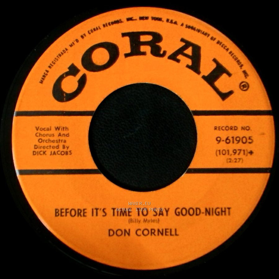 Don Cornell - Non Dimenticar (Don't Forget) (T'ho Voluto Bene) / Before It's Time To Say Good-Night side B
