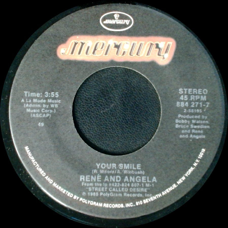 Rene And Angela - Your Smile (Instrumental Version) / Your Smile side B