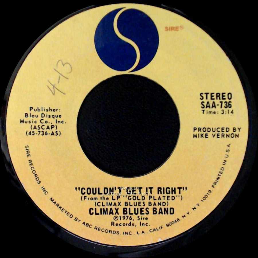 Climax Blues Band - Couldn't Get It Right / Sav'ry Gravy side A
