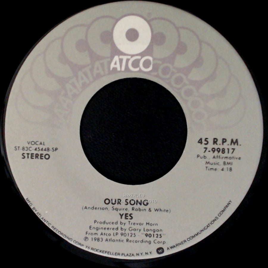 Yes - Our Song / Owner Of A Lonely Heart side A