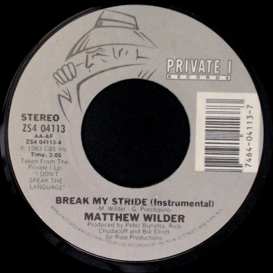 Matthew Wilder - Break My Stride (Instrumental) / Break My Stride side A