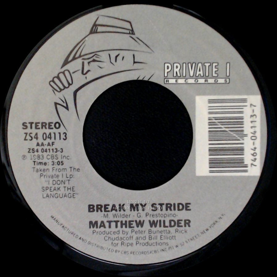 Matthew Wilder - Break My Stride (Instrumental) / Break My Stride side B